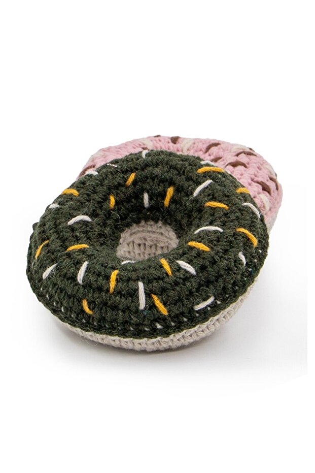 Donut-Shaped Khaki Knitted Pet Toy