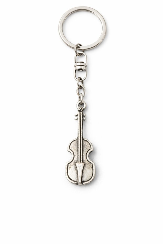 Vintage Violin – Silver Color Metal Keychain with Violin Figure