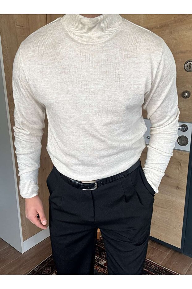 سترة ذات ياقة عالية بقصة عادية - 1