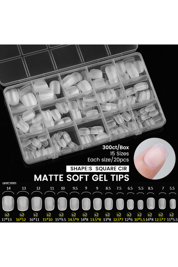 S Square CIR 300pcs/Box Ultra Short Matte French False Nails Press On Acrylic Fake Nails Tips Full C