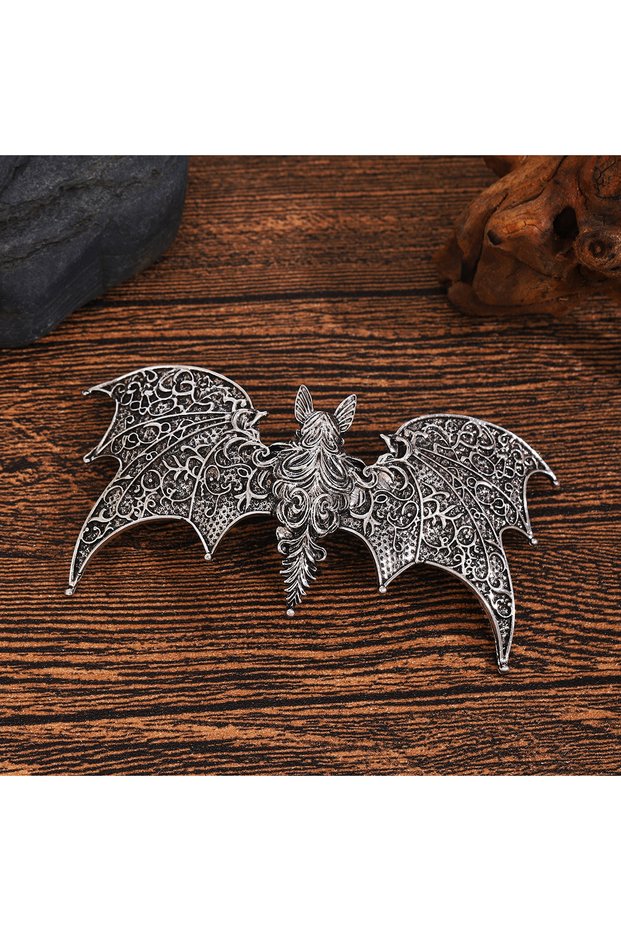 Silvery Viking Retro Long Hair Bat Hairpin, Personalized Fashion Trend Hairpin, Norwegian Style Wome