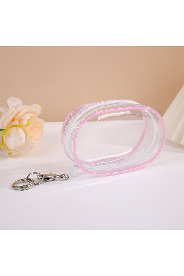 Pink 1PCS Jewelry Organizer Plastic Transparent Storage Box Pouch Mystery Box With Keychain Cute Dol