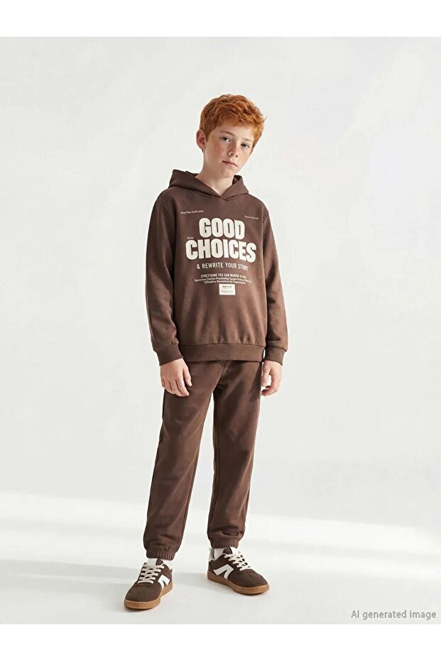 Hooded Printed Boy's Tracksuit Set (S6)