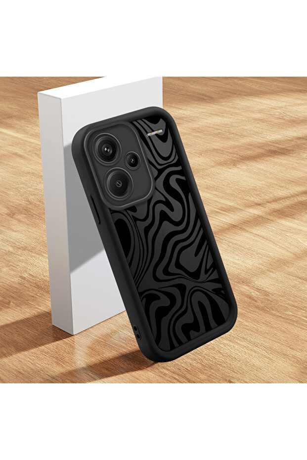 حافظة سوداء مقاومة للصدمات من مادة السيليكون المتوافقة مع Redmi Note 13 Pro Plus+ 5G، نمط طباعة عالي الجودة - 4