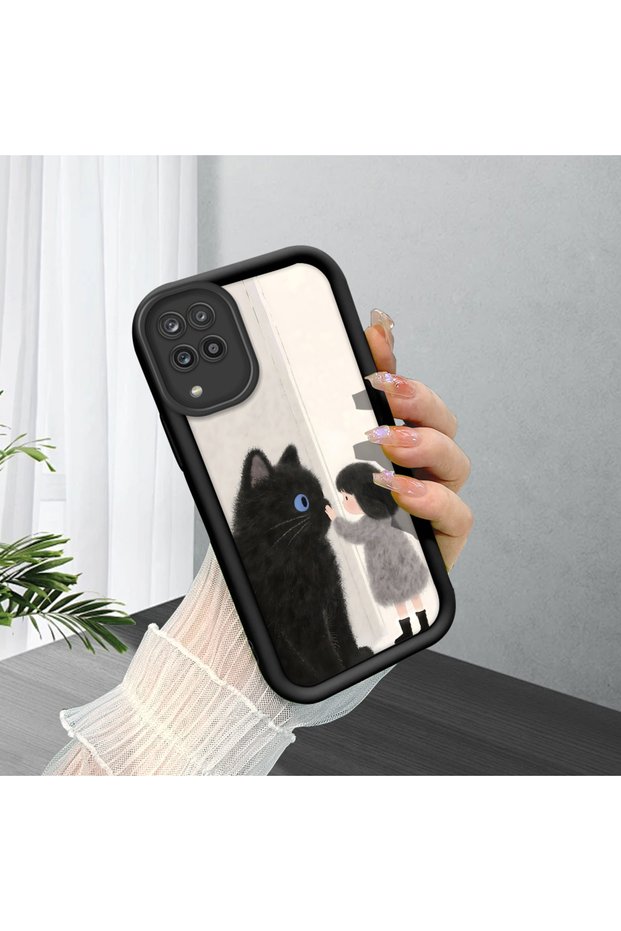 Samsung Galaxy M12/A12 Compatible, Cute Cat Patterned Silicone Phone Case.