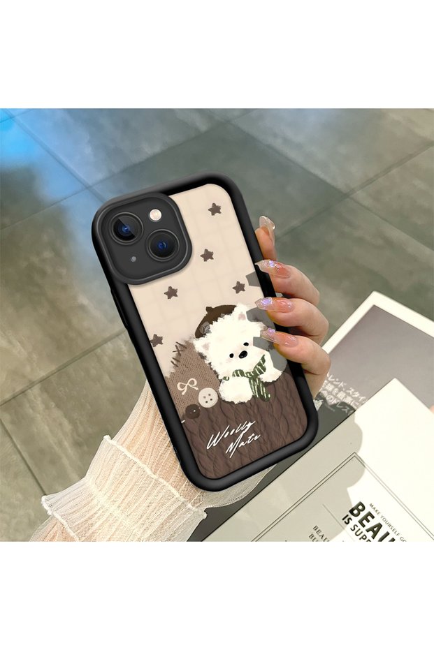iPhone 15 Compatible, Cute Cat Pattern Silicone Phone Case.