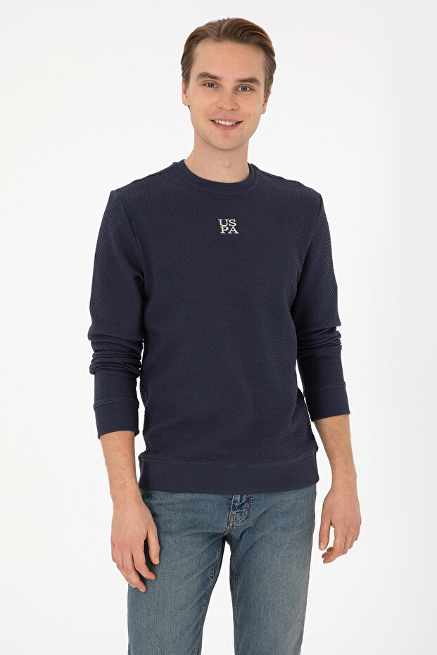 Men's Regular Fit Crew Neck Navy Blue Sweatshirt 50308649-Vr033