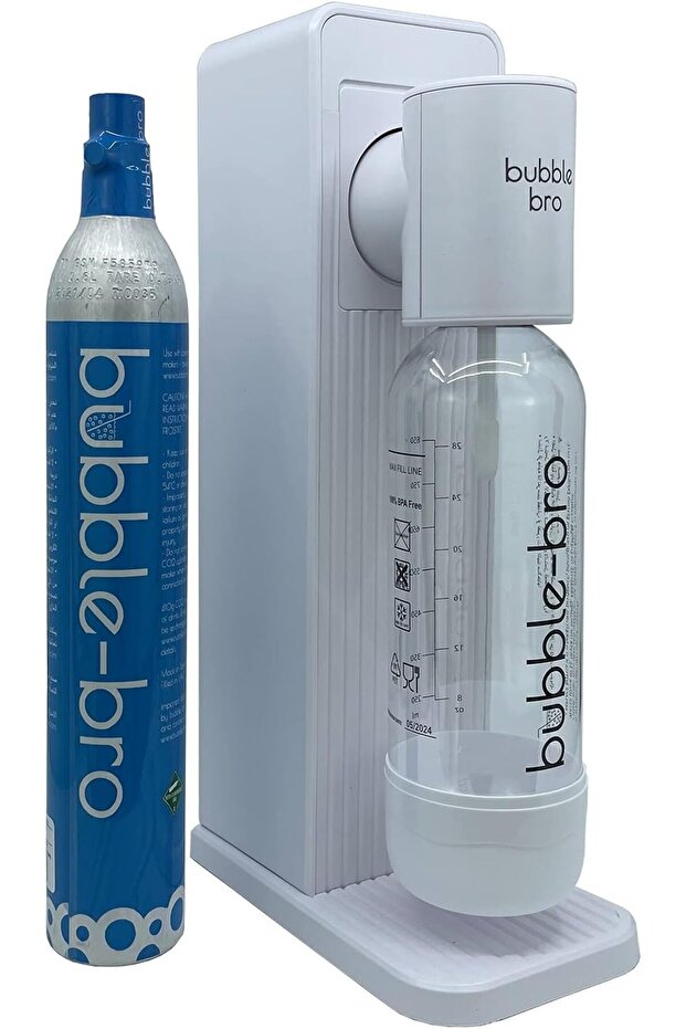 bubblebro Origin Sparkling Water Maker Starter Kit - 1L BPA-Free Bottle & CO₂ Cylinder (White)