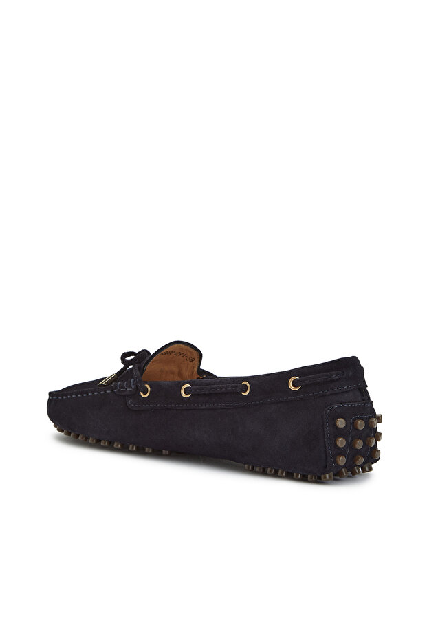Lacivert Kadın Süet Loafer - 3
