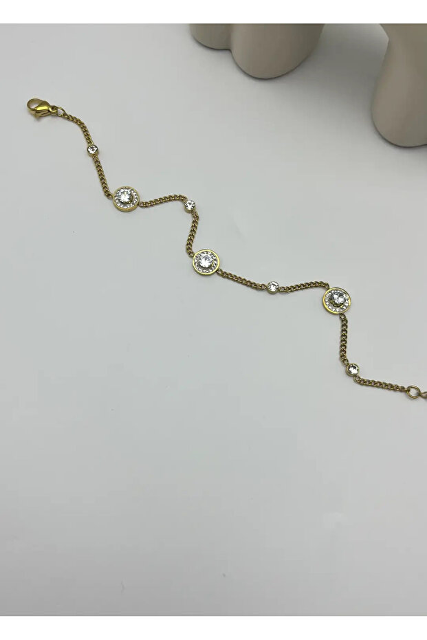 Steel Gold Stone Bracelet - 25-Blk154