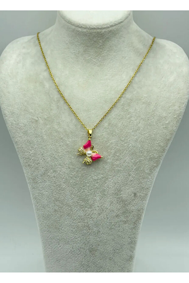 Steel Gold Butterfly Necklace - 25-Ctr273