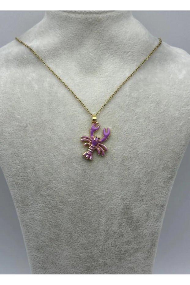 Steel Gold Purple Crab Necklace - 25-Ctr318