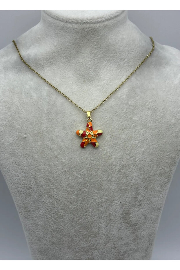 Steel gold star necklace - 25-ctr381
