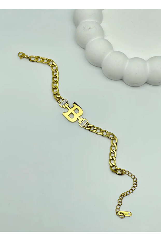 Steel Gold Letter B Bracelet - 25-Blk72