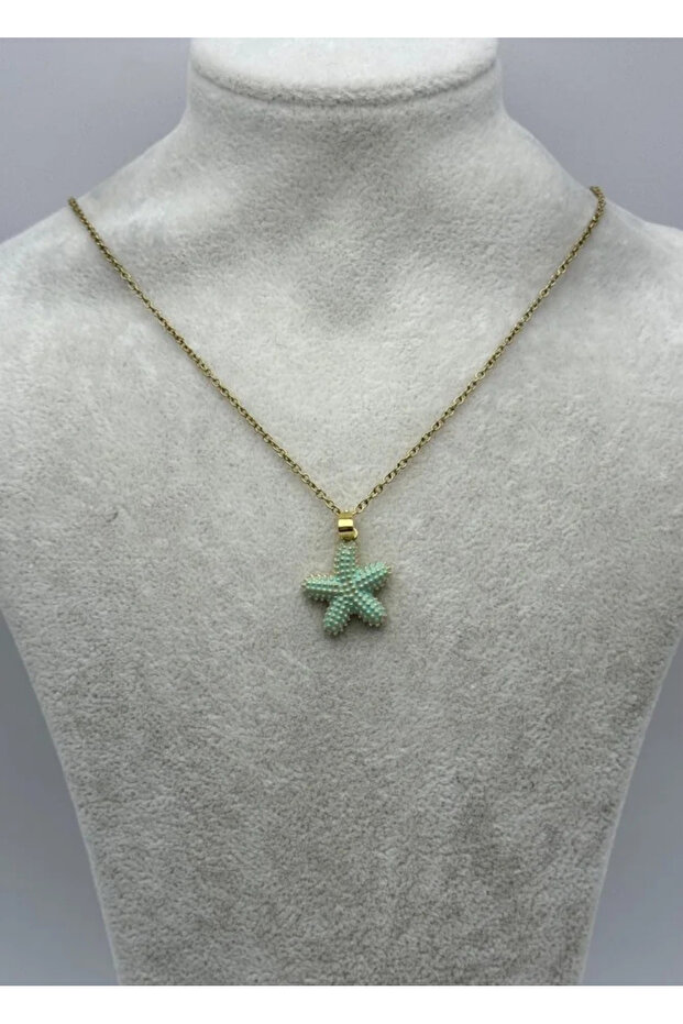Steel Gold Starfish Necklace - 25-Ctr317