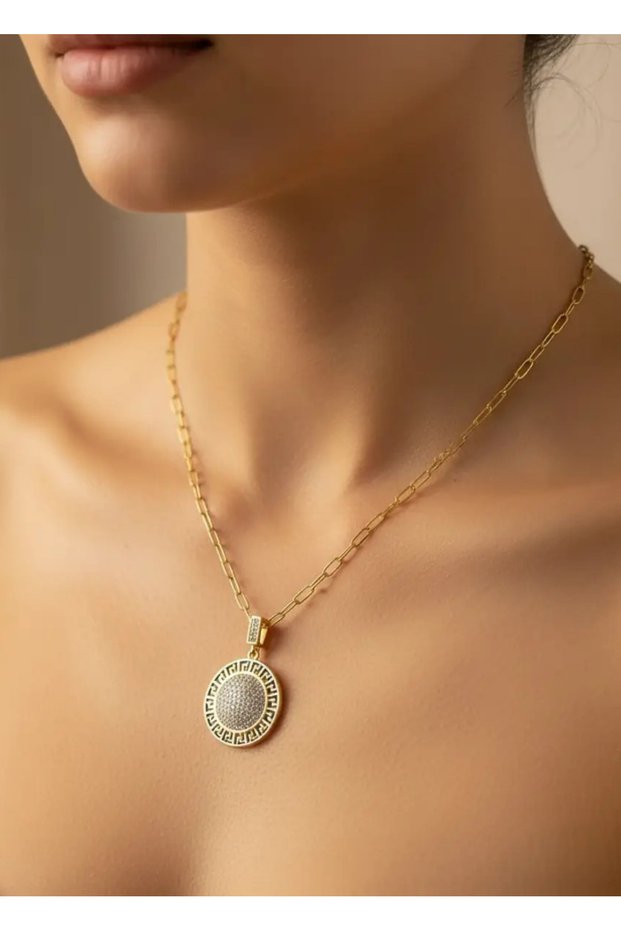 Steel gold mix necklace - 25-clkk125