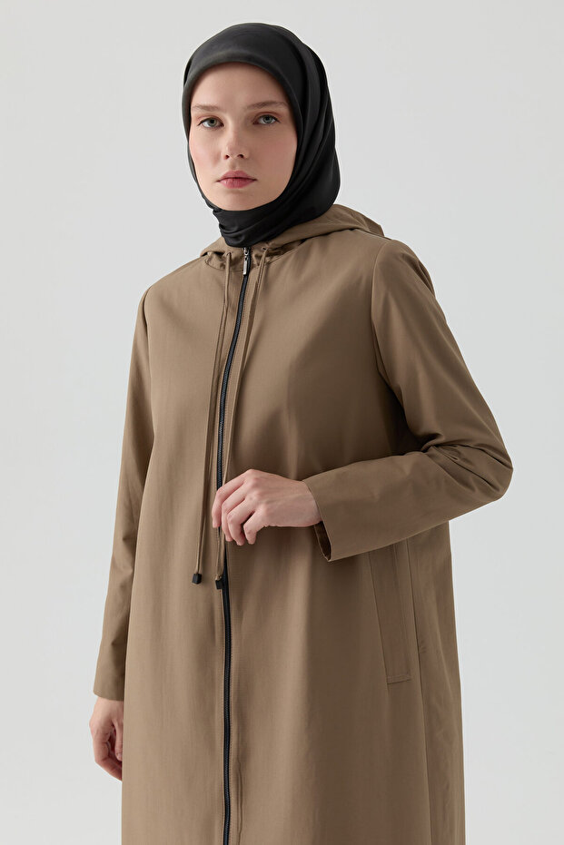 Fermuarlı Pardesü - Vizon - 3