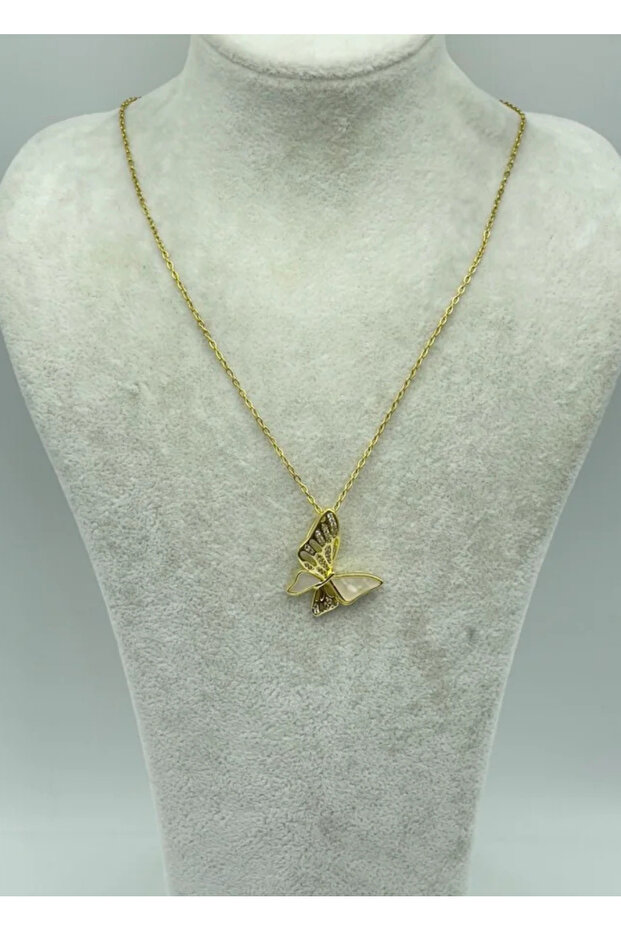 Steel Gold Butterfly Necklace - 25-Ctr101