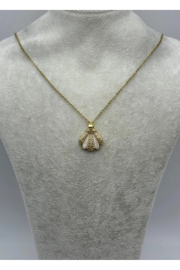 Steel gold oyster necklace - 25-ctr292