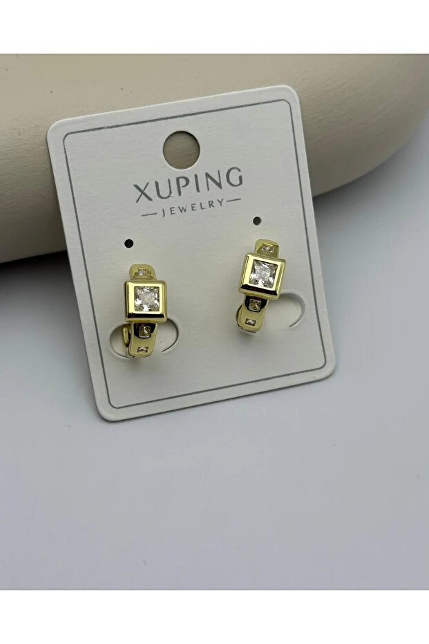 Xuping Gold Square Stone Earrings - 25-Xpkp57