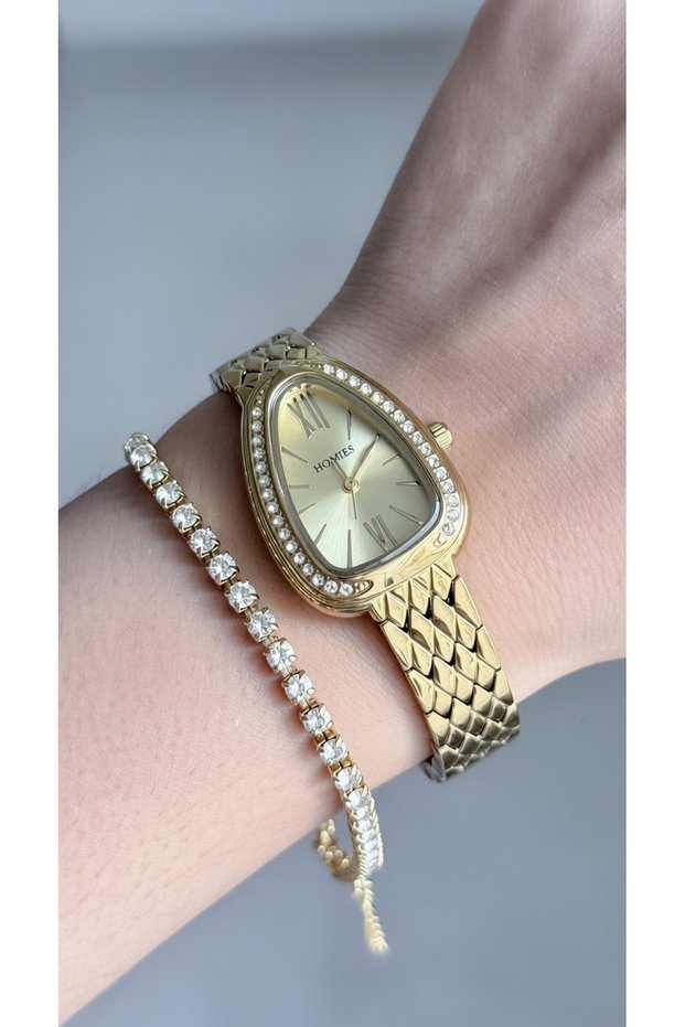 Women's Wristwatch Snake Model with Stones, Comes with Gift Box and Bracelet as a Gift.Hmbt019731