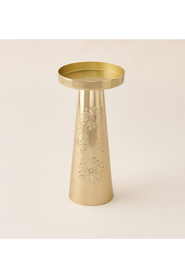 Star Textured Pillar Candleholder - 20 cms