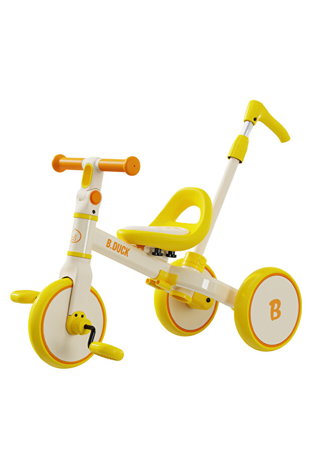 - 4-in-1 Kids Bike: Balance, Sliding, Push & Tricycle Modes, Indoor/Outdoor, Yellow, 3-6 Y