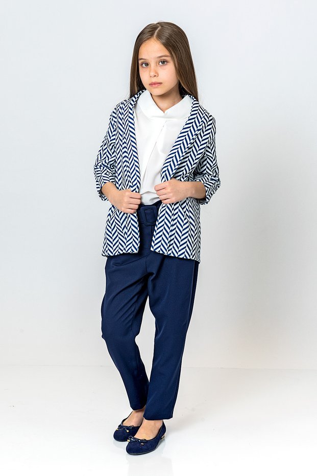 Girl's Striped Open-Front Jacket - New Season