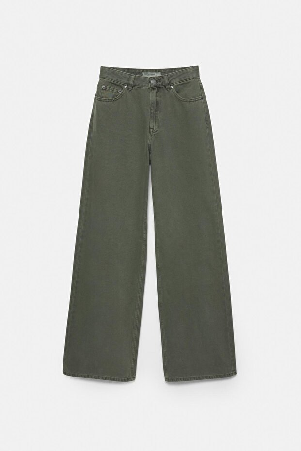 Wide leg yüksek bel jean - 7