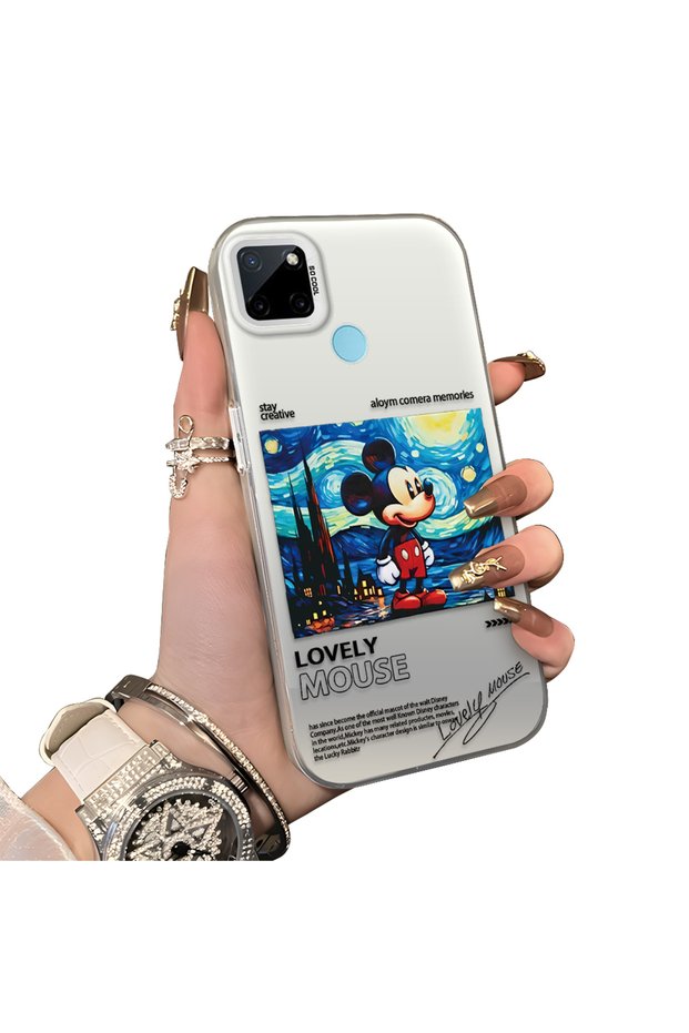 Realme C25Y/C21Y Compatible Hard Acrylic Back Silicone Edge Lens Protection Mickey Mouse Case