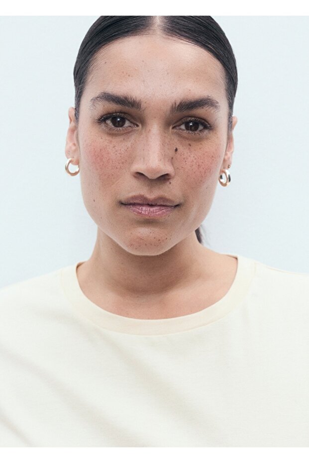 Çiçek işlemeli pamuklu tişört - 7