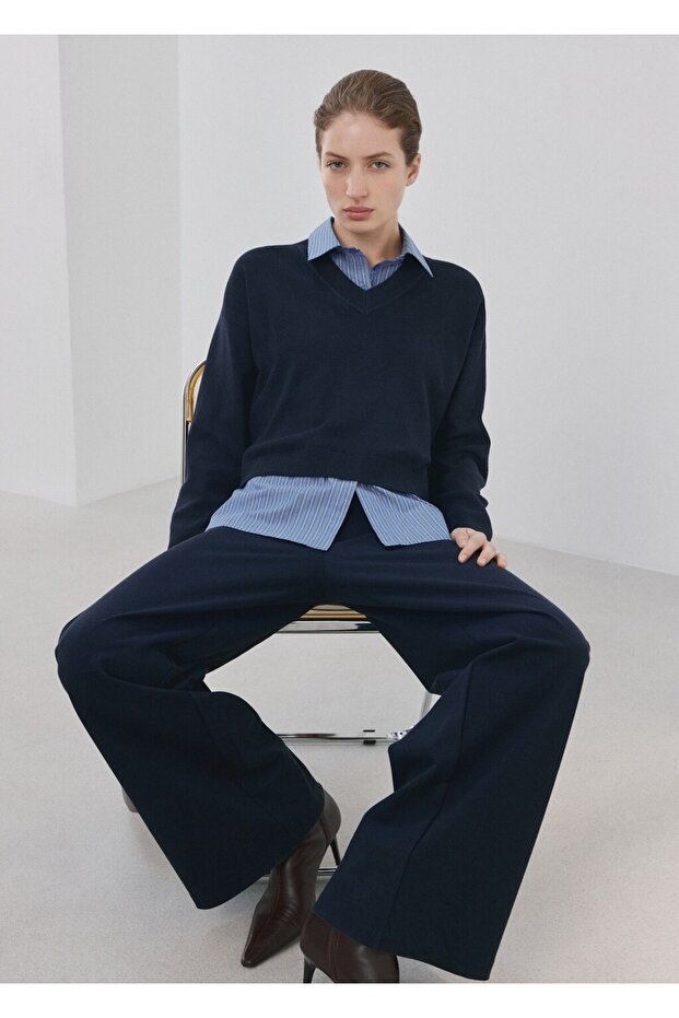 Kombine gömlek kazak - 7