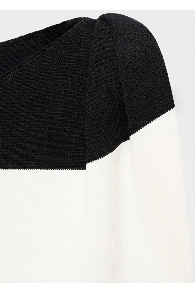 Asimetrik askılı triko elbise - 7