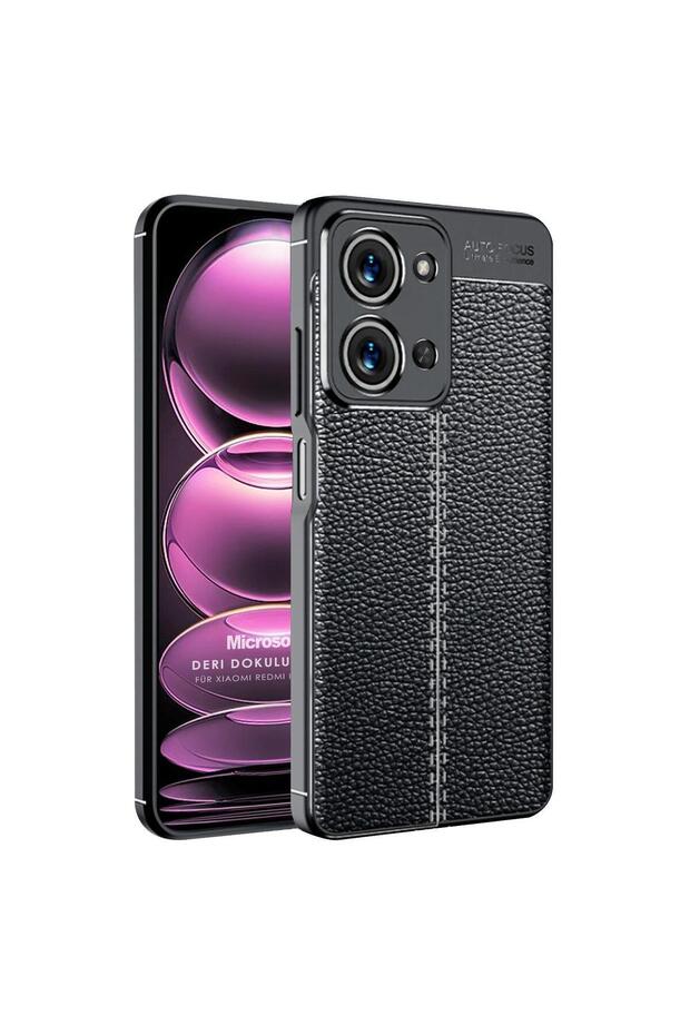 Redmi 15C Case Leather Textured Silicone Black