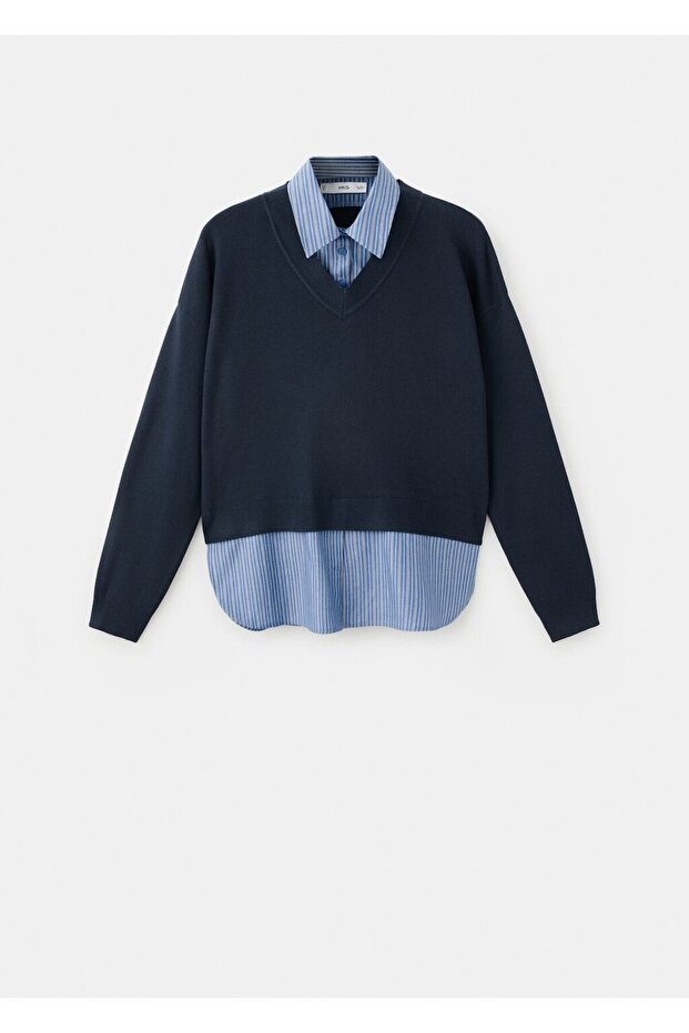 Kombine gömlek kazak - 3