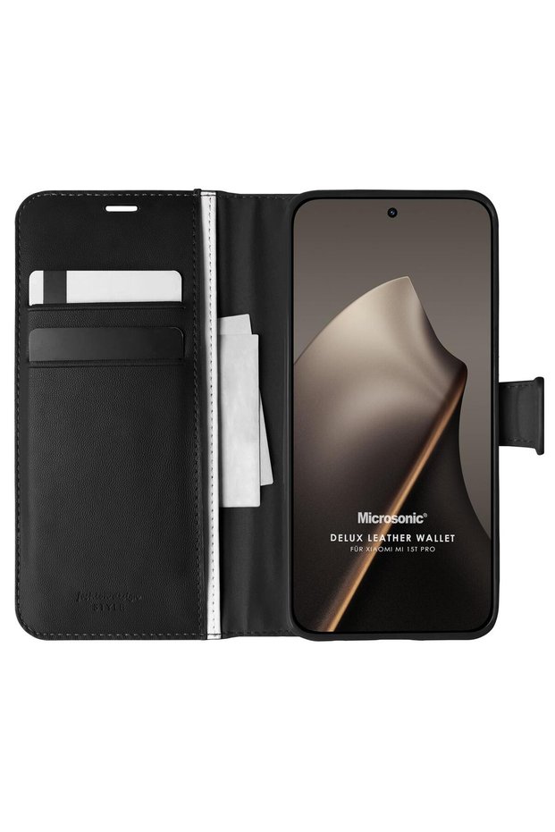 Mi 15t Pro Case Delux Leather Wallet Black