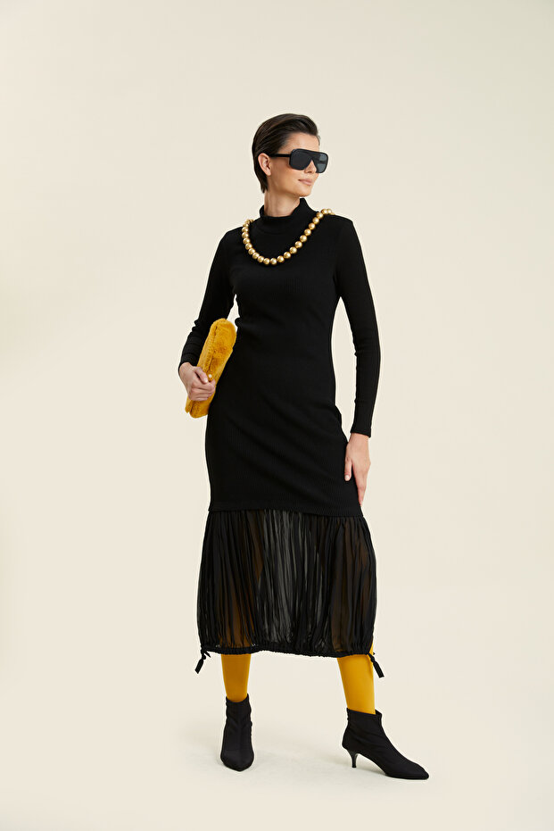 Kraşlı Triko Elbise - 2