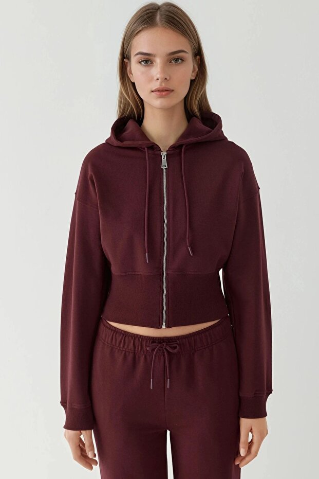Fermuarlı Kapüşonlu Sweatshirt - 8