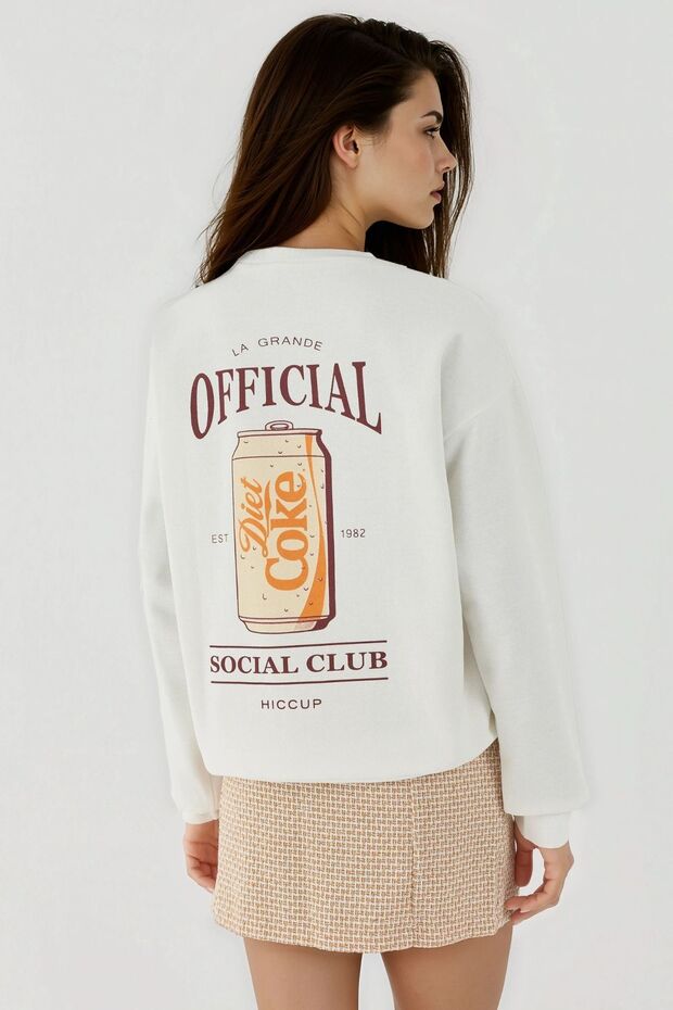 Printed round neck sweatshirt - 1