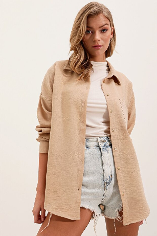 BDART Cep Detaylı Keten Karışımlı Basic Gömlek - 1