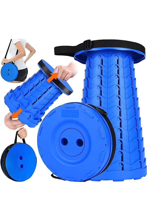 Portable Telescopic folding Camping Stool. Adjustable Height Lightweight