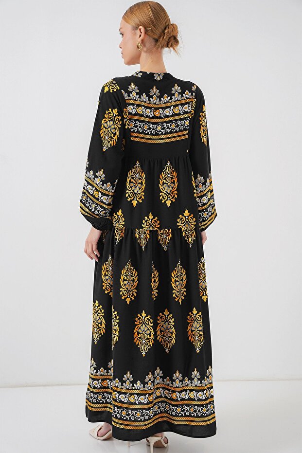 فستان ماكسي من BDART بتصميم V-Neck مع أزرار - 6