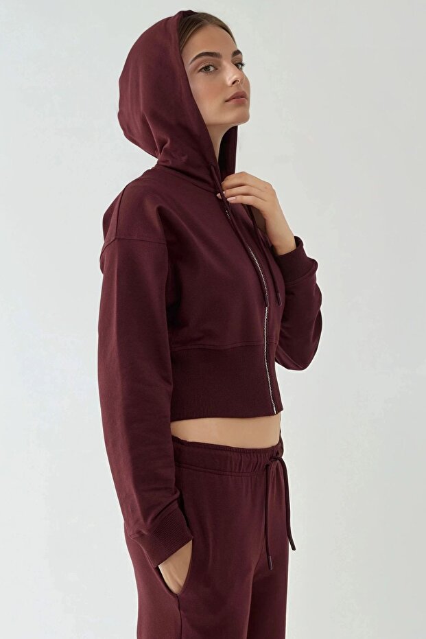 Fermuarlı Kapüşonlu Sweatshirt - 3