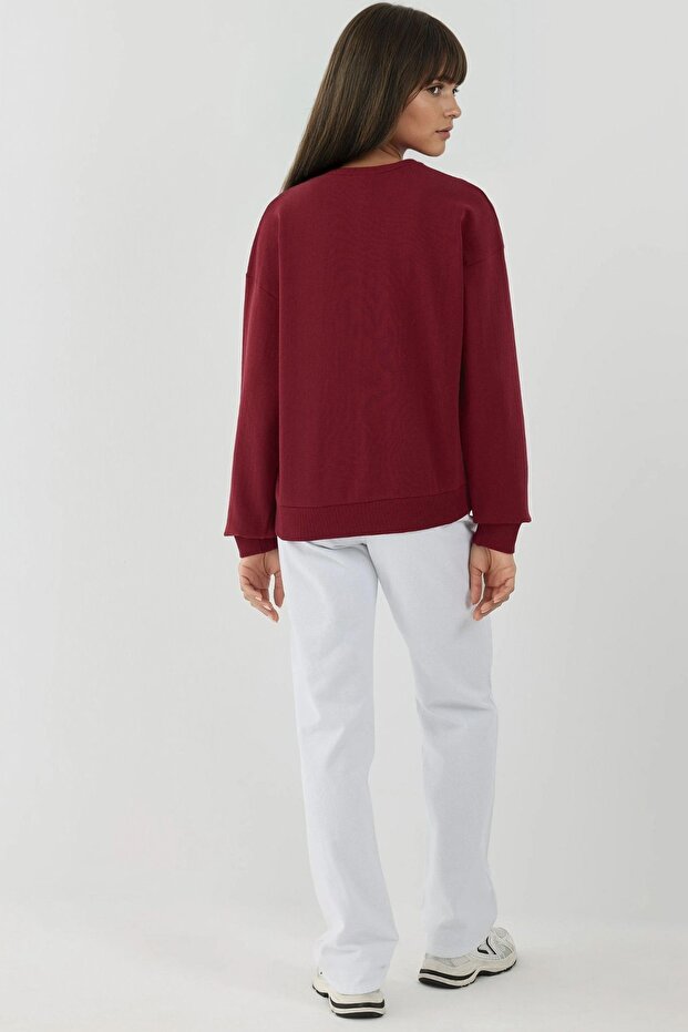Baskılı Yuvarlak Yaka Şardonlu Sweatshirt - 4