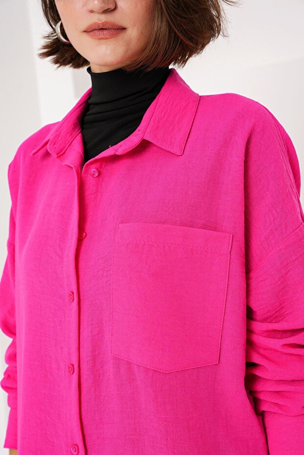 BDART Cep Detaylı Keten Karışımlı Basic Gömlek - 5