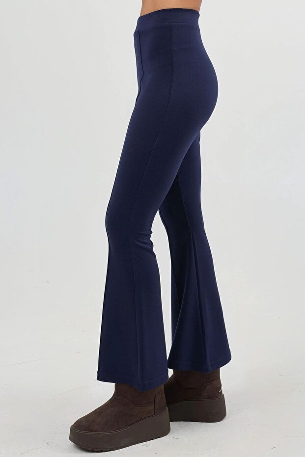 Modal Dokulu İspanyol Paça Pantolon - 3