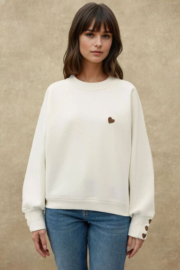 İşlemeli Pamuklu Sweatshirt - 6