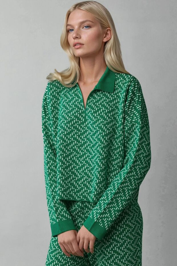 My Fashion Patterned Knitwear Polo Neck Sweater
