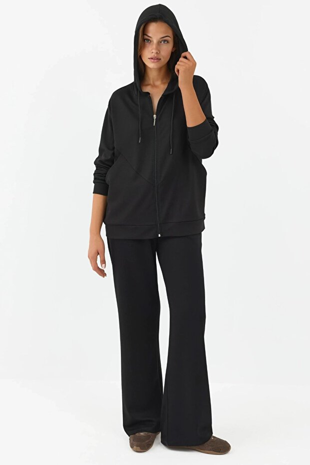 Modal Touch Fermuarlı Kapşonlu Sweatshirt - 5