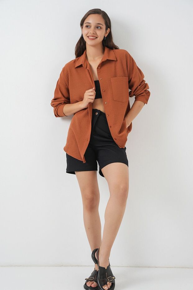 BDART Cep Detaylı Keten Karışımlı Basic Gömlek - 2